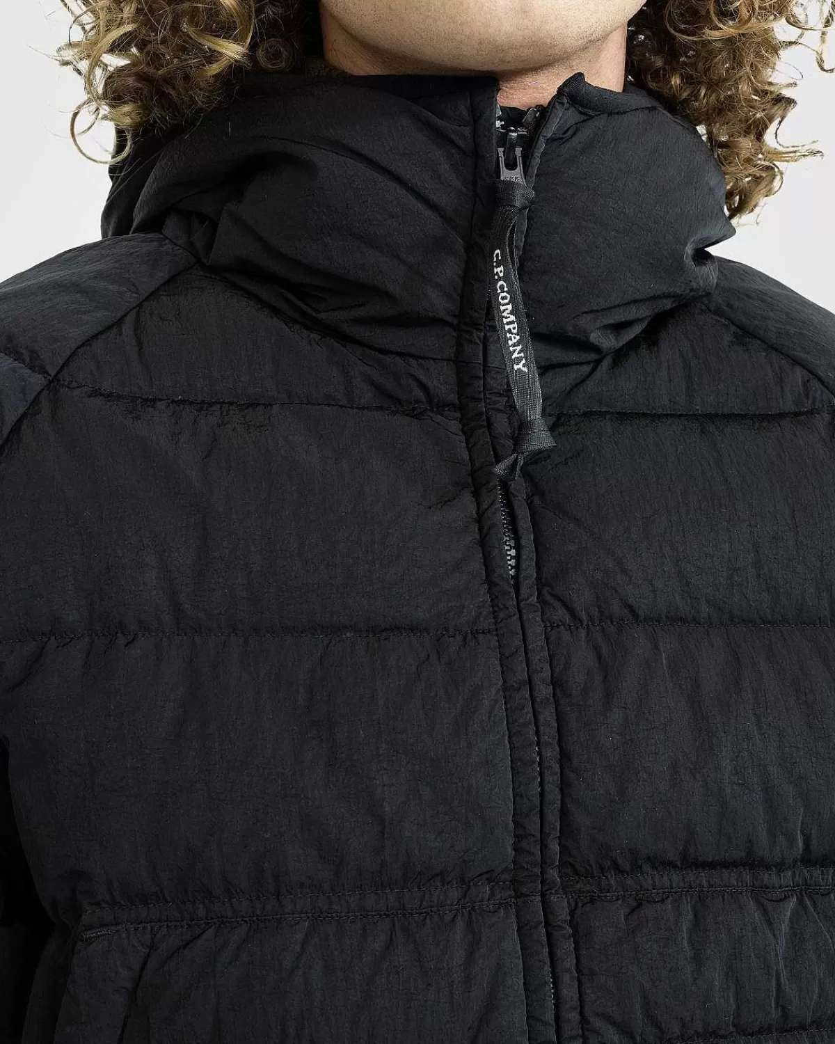 Overtøj>C.P. Company Eco-Chrome R Hooded Down Goggle Jacket Sort