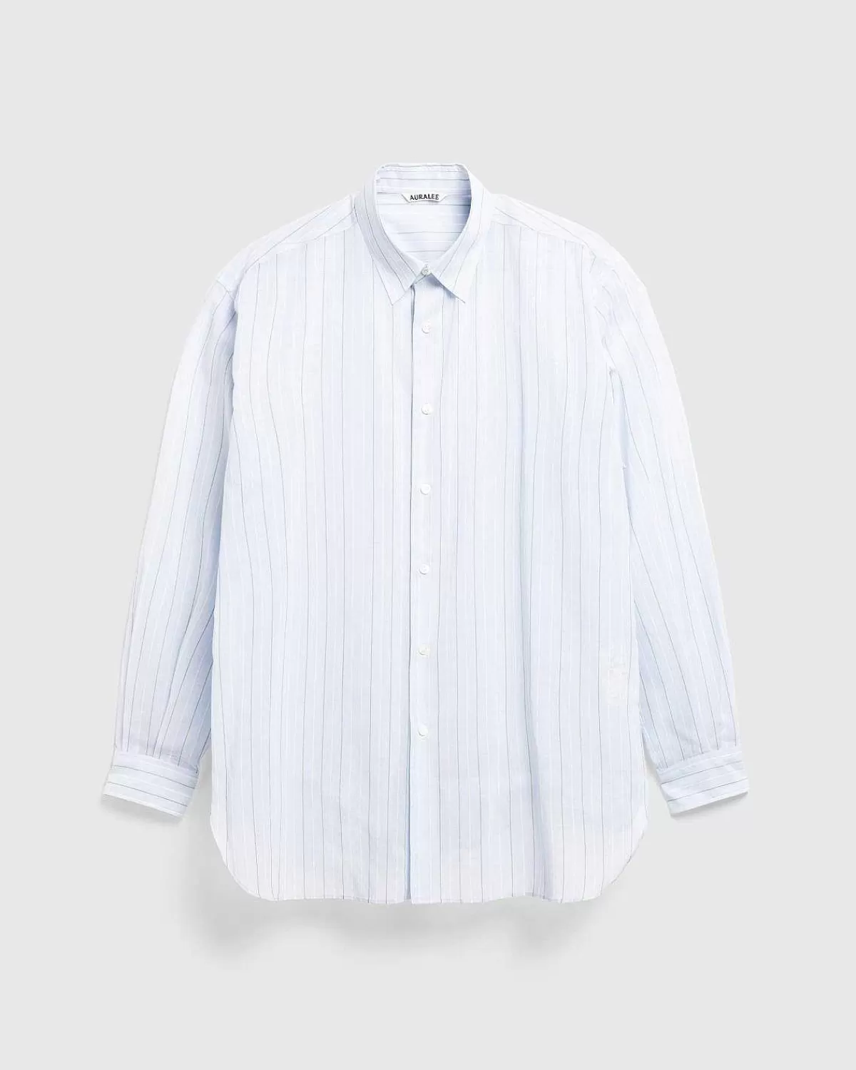 Skjorter>Auralee Hard Twist Finx Organdy Stripe Shirt Light Blue Stripe