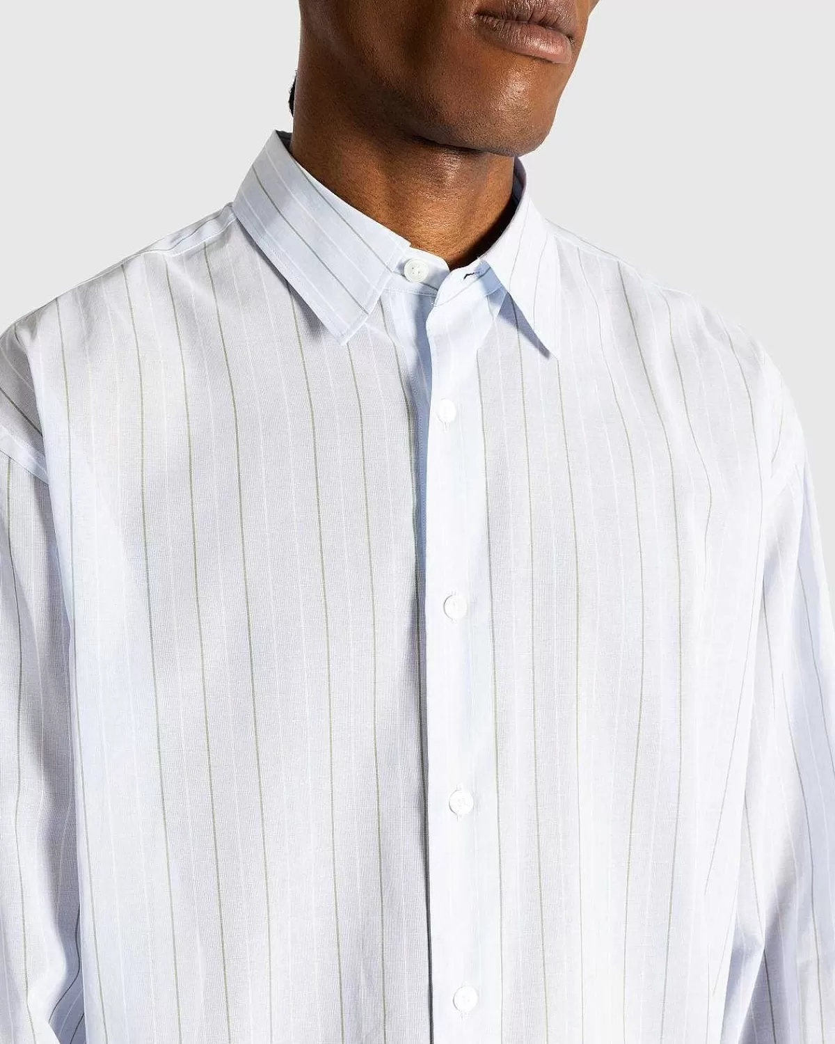 Skjorter>Auralee Hard Twist Finx Organdy Stripe Shirt Light Blue Stripe