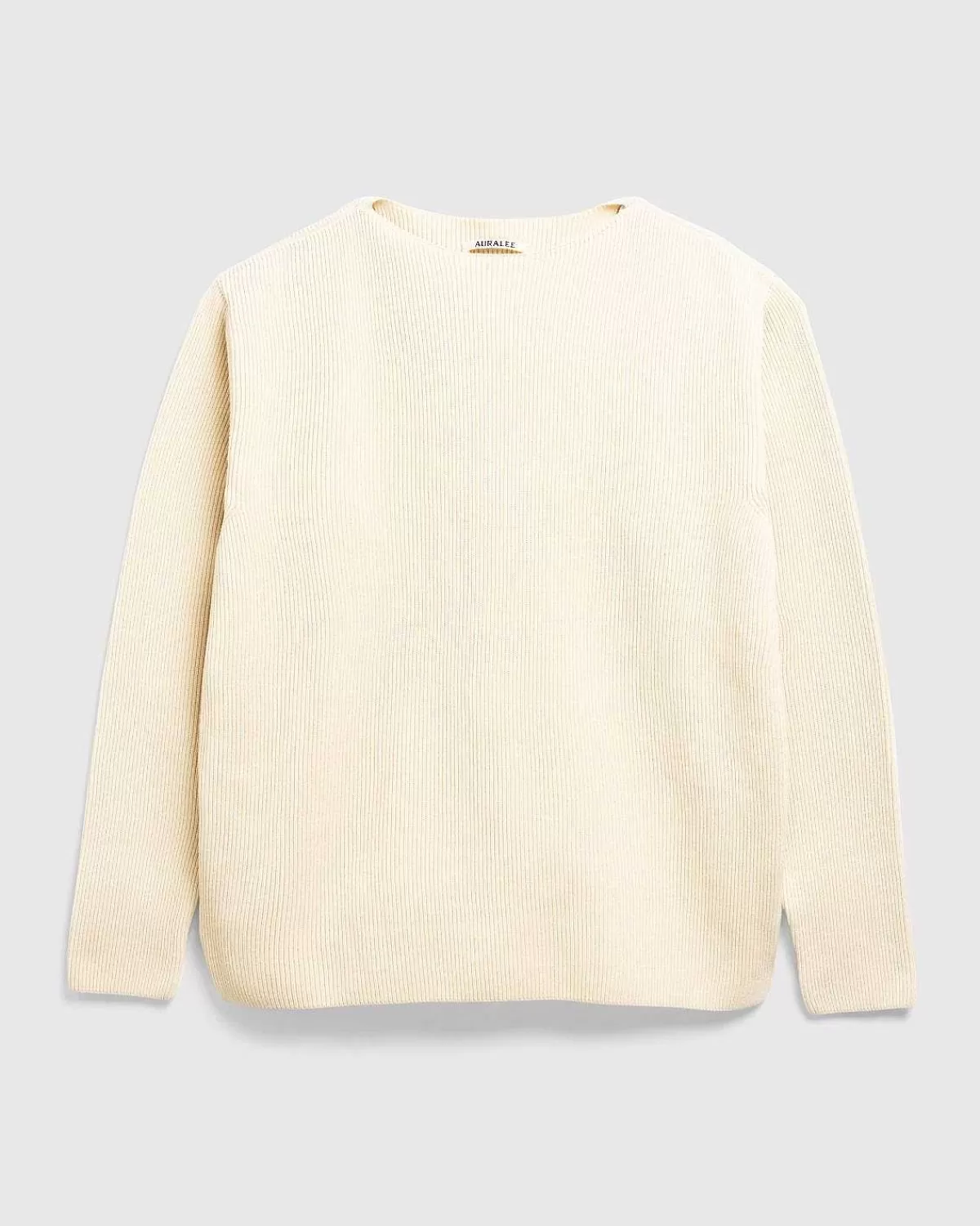 Strik>Auralee Super Hard Twist Rib Strik Boat Neck Pullover Ivory