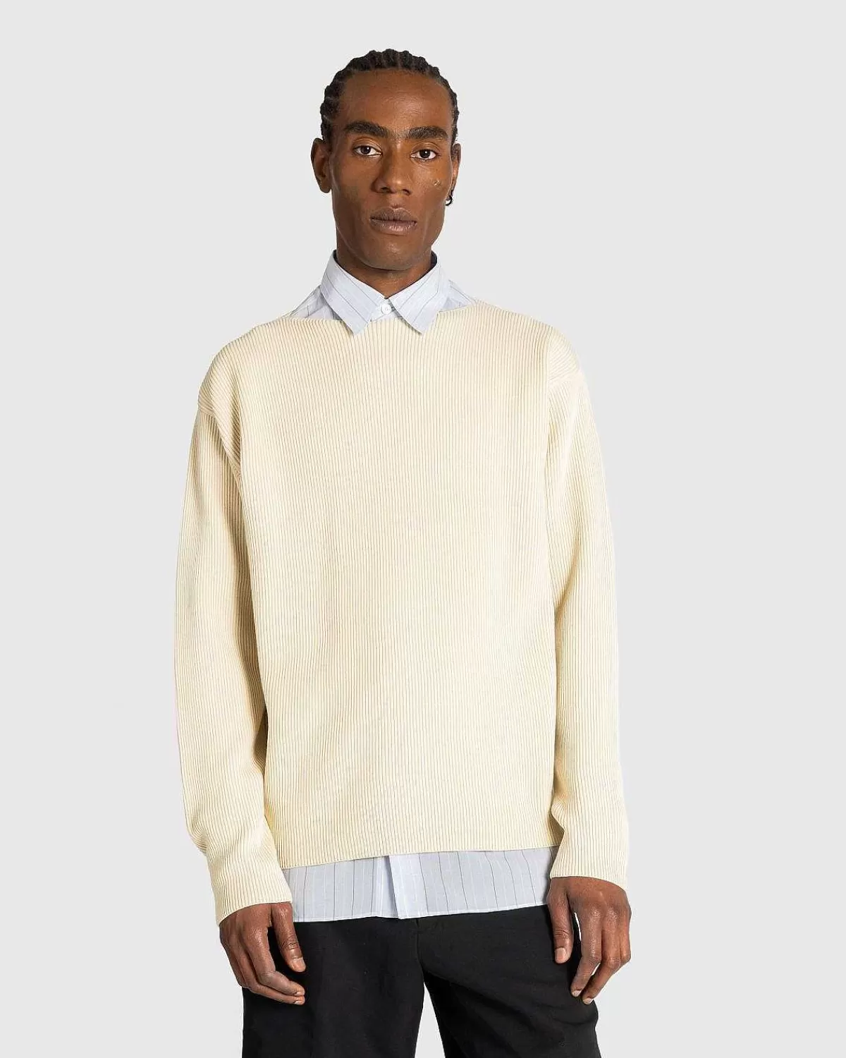 Strik>Auralee Super Hard Twist Rib Strik Boat Neck Pullover Ivory